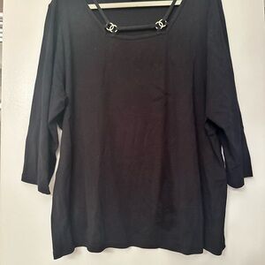 Rafaella Black Women's Blouse with Chain Detail